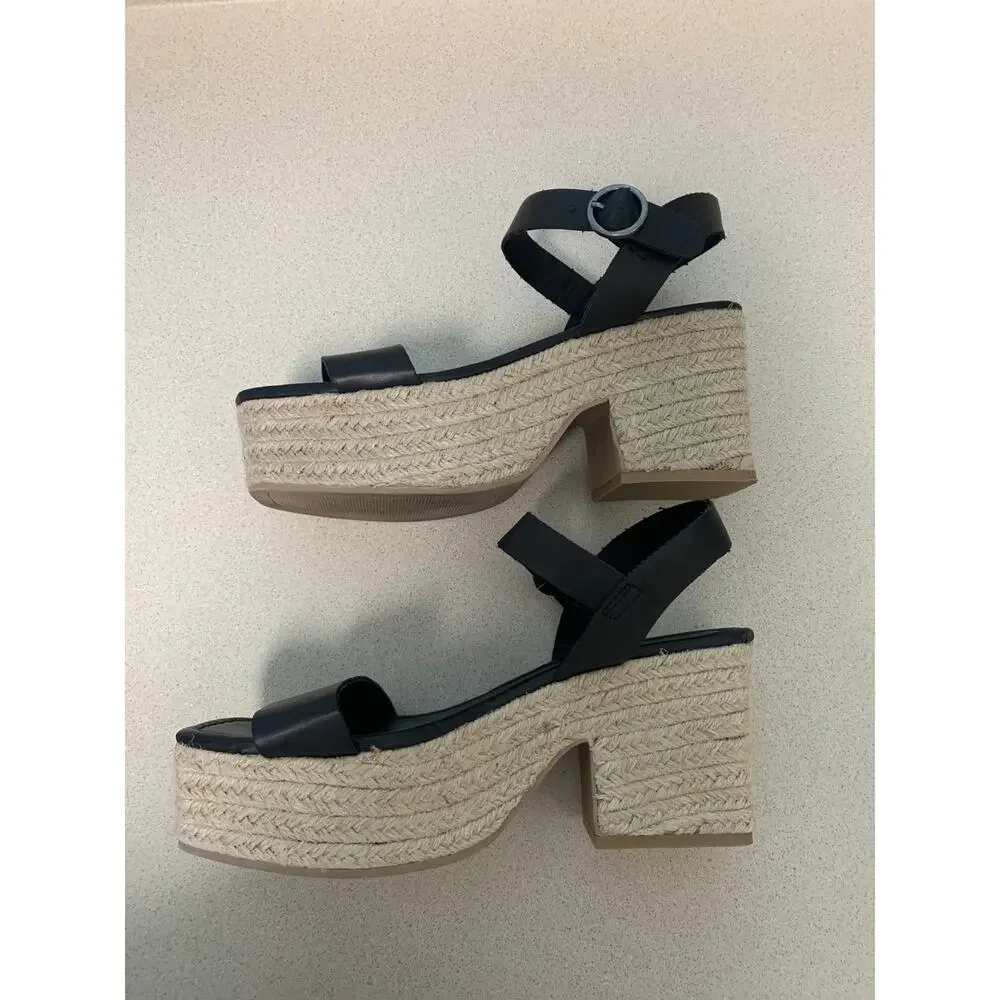 MIA Nichele Platform Espadrille Sling Back Heel Faux Leather Sandal Size 8.5